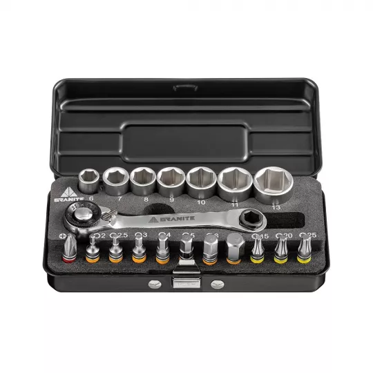 Granite Duet Hex Bit & Socket Ratchet Tool Kit - Black