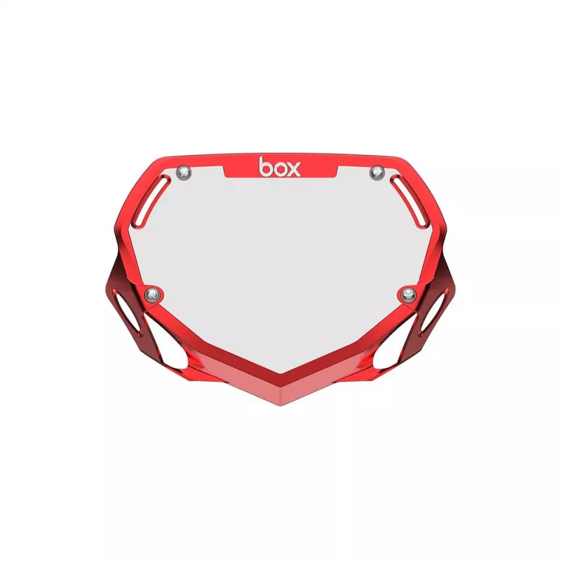Box Two Number Plate SMALL - CHROME Red