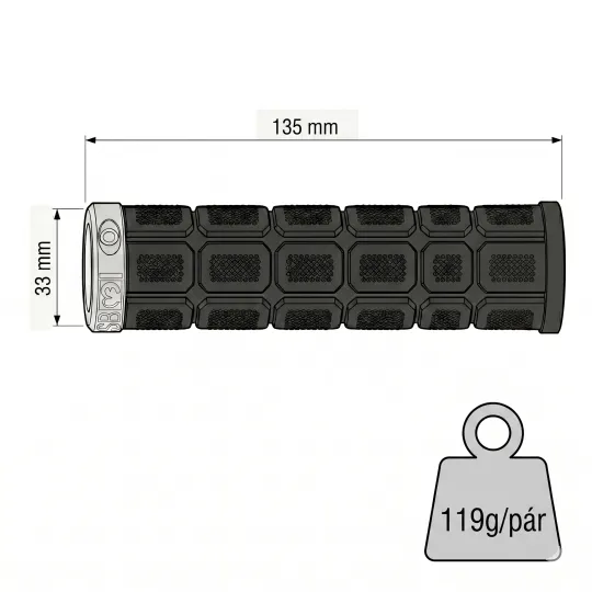 SB3 Big One Lock On gripy průměr 33 mm Camo červené | Katmar.cz