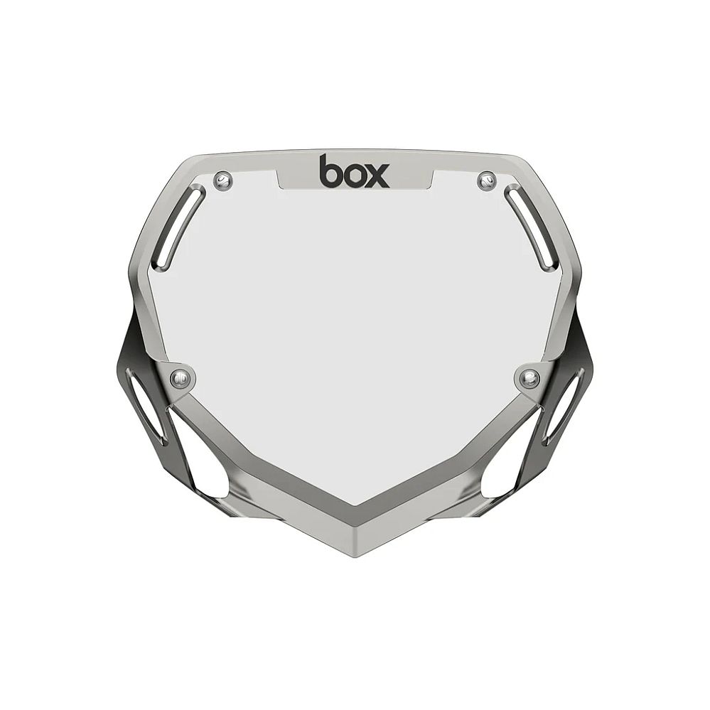 Box Two Number Plate LARGE tabulka na číslo CHROME Silver