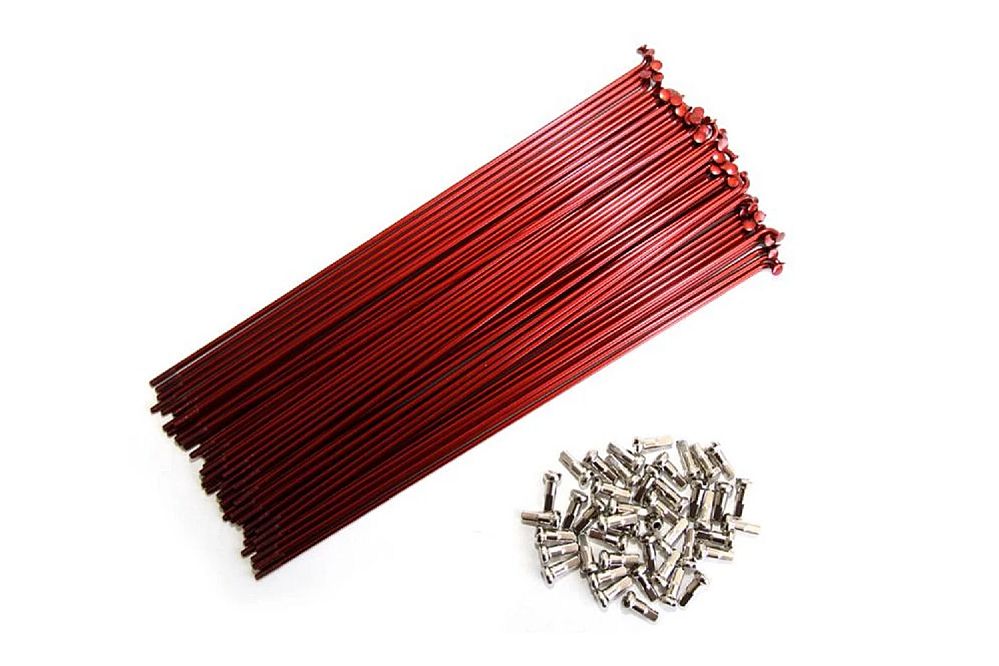 Odyssey spokes stainless including nipples - 184 mm red