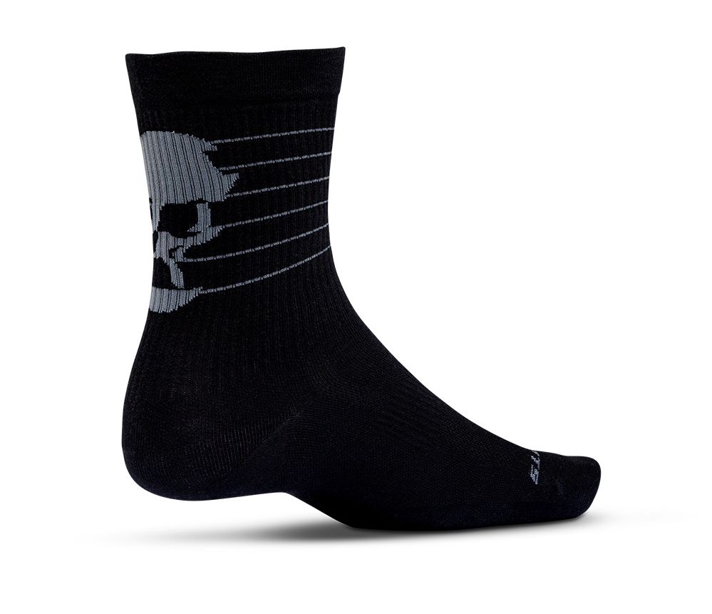 Ride SKULLY Combed Cotton 8" ponožky - Black (Unisex)